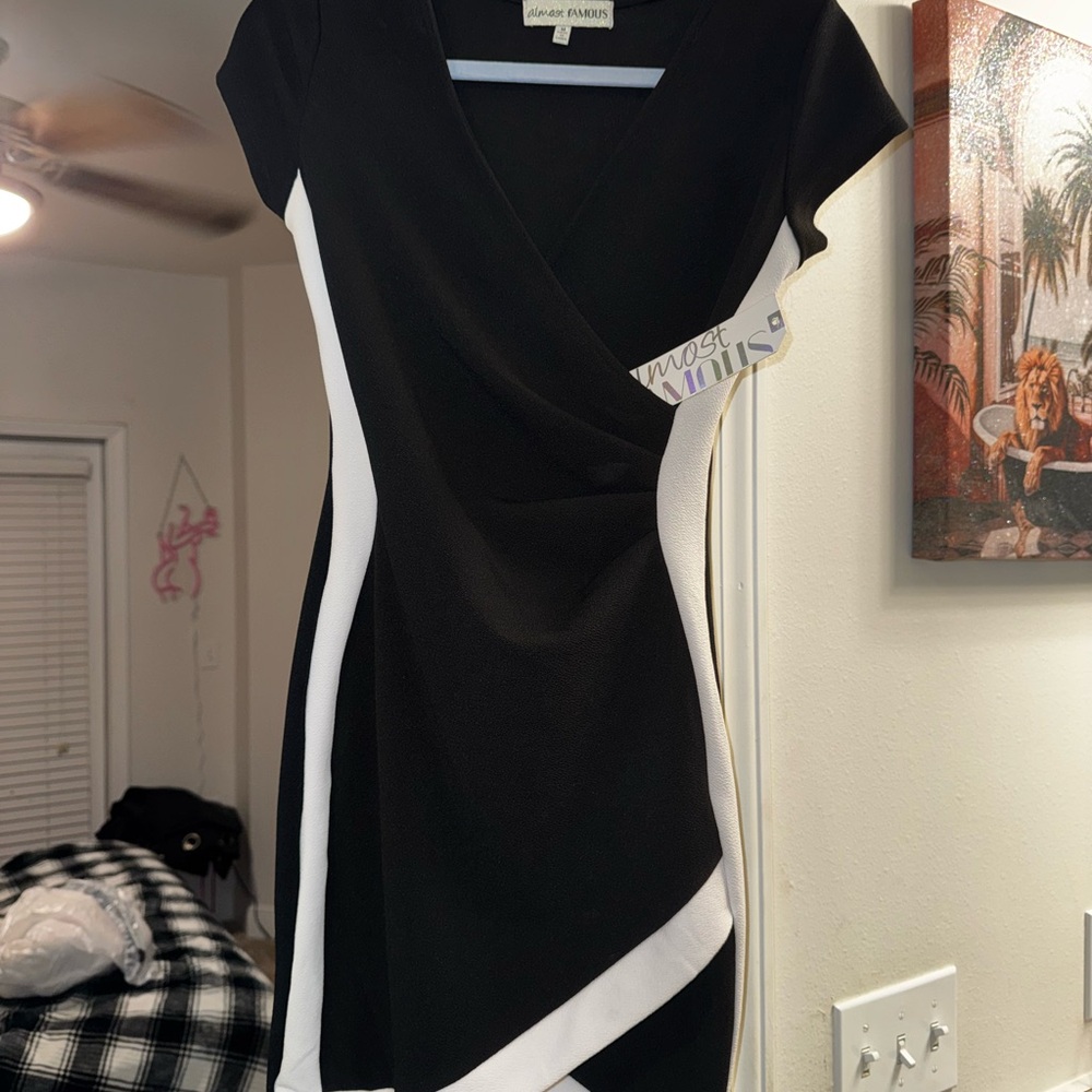 Almost Famous Black and White Asymmetrical Dress